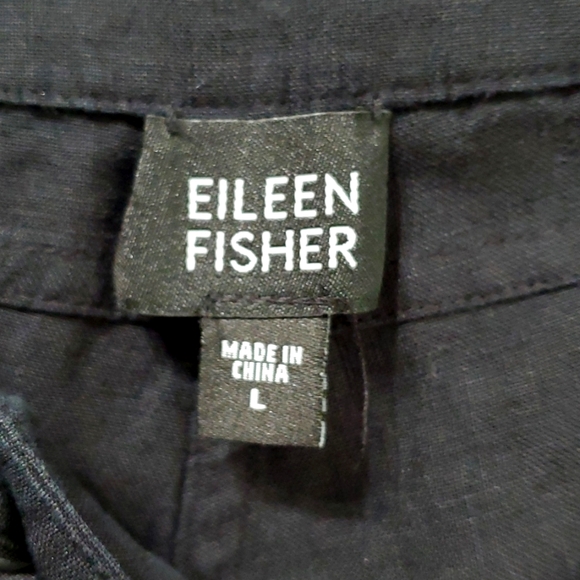 Eileen Fisher Women's Wide Leg Cotton/Linen Capri Pants in Black, Size Large - Picture 7 of 7